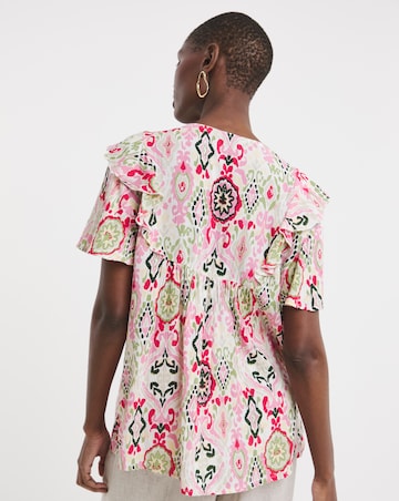 Textured Crinkle Frill Detail Angel Sleeve Top