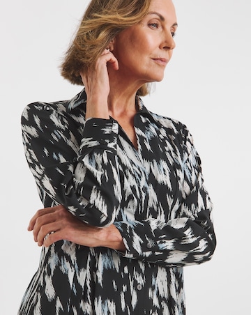 Printed Corset Midi Shirt Dress