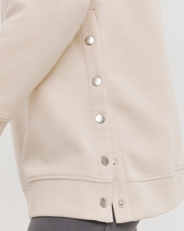 Oatmeal Popper Side Longline Sweatshirt