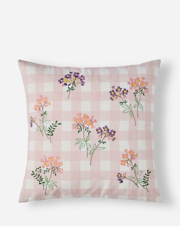 Willow Embroidered Checked Cushion