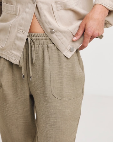 Truffle Herringbone Tapered Pull On Trouser