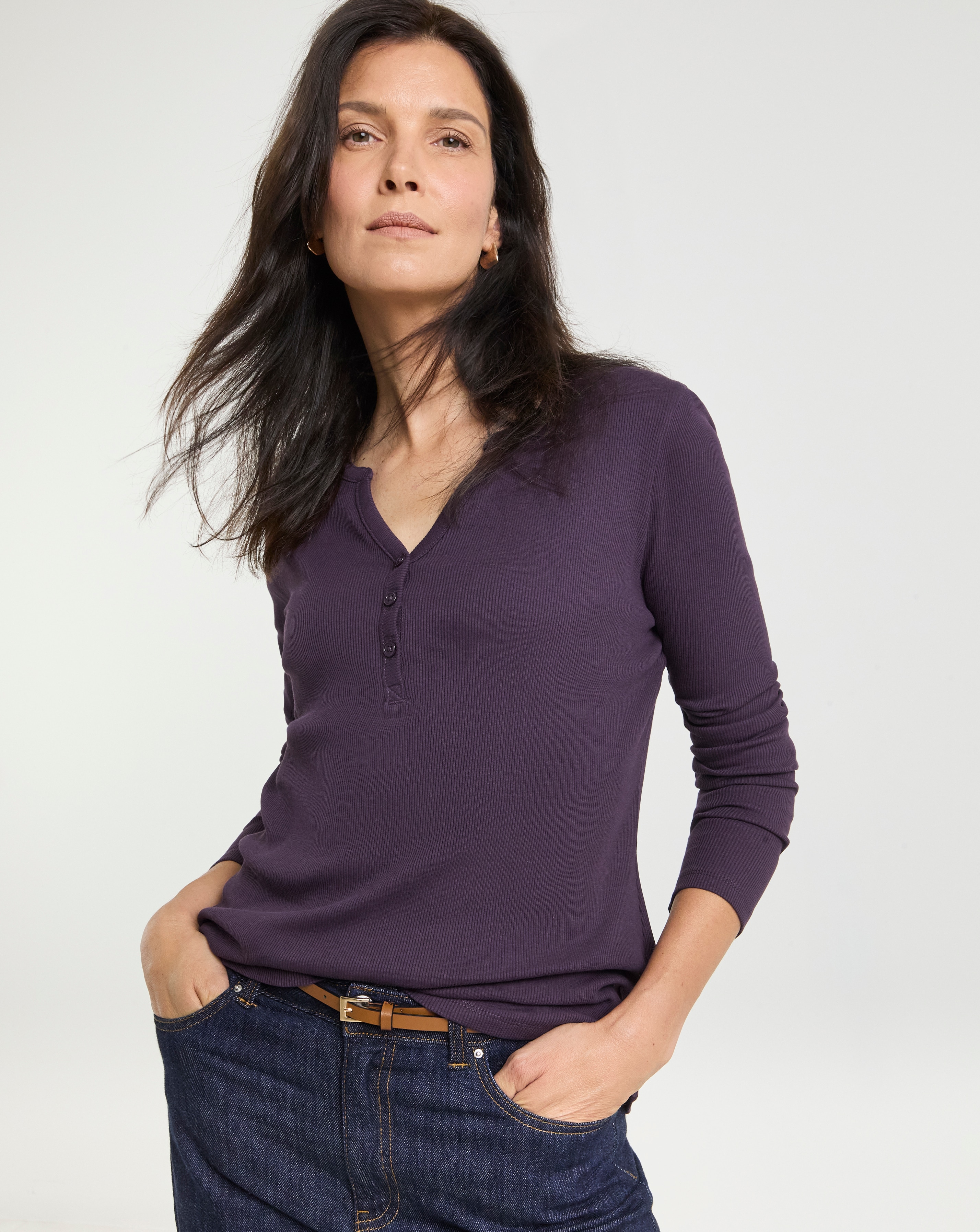 Jedyful Women's Henley Shirt - V Neck Long Sleeve Tunic Top, Button Up Blouse, Casual Loose Fit
