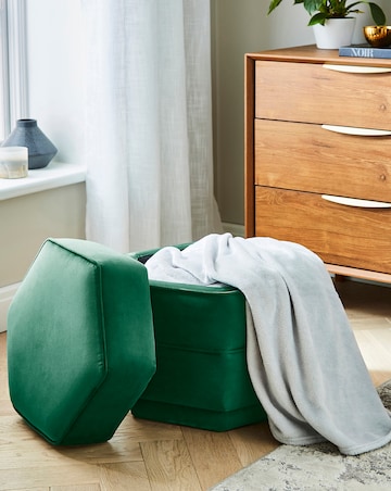 Blakely Velvet Hexagon Storage Ottoman