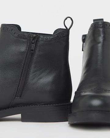 Samantha Leather Chelsea Boot With Brogue Detailing - Wide Fit (E)