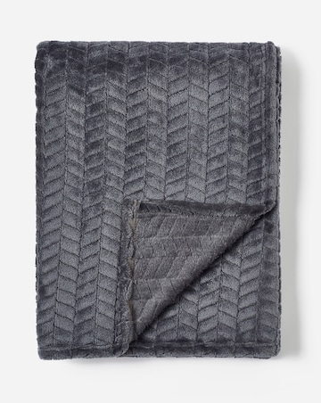 Embossed Jacquard Fleece Throw - Charcoal