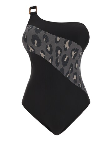 Mesh Panelled One Shoulder Swimsuit