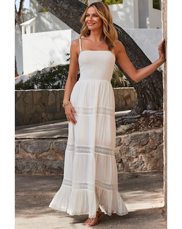 Sosandar Ivory Stitch Detail Maxi Dress
