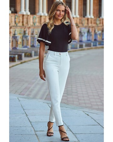 Sosandar Contrast Trim Angel Sleeve Top