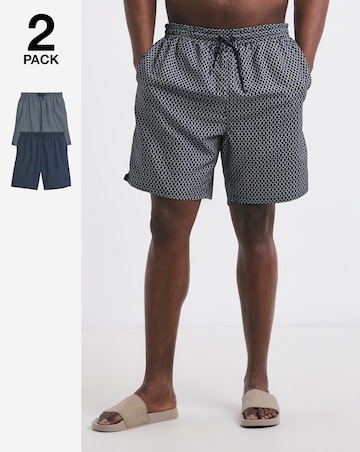 2 Pack Geo Print Swim Shorts Long