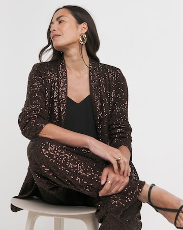 Chocolate Sequin Relaxed Blazer