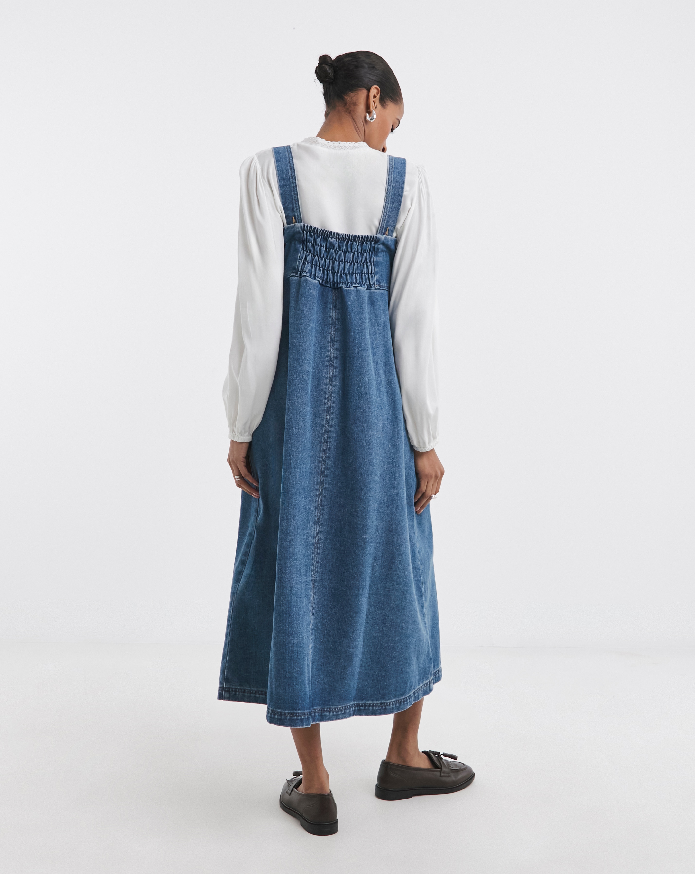 white christmas dresses Courreges Vintage 1970s Blue Woven Apron-Style Dress – Amarcord Vintage  Fashion main image 0
