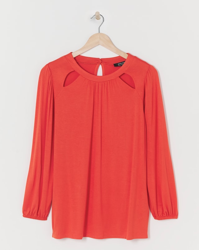 Keyhole Cut Out Raglan Sleeve Top