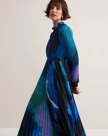 Phase Eight Printed Pleat Sky Midi Dress