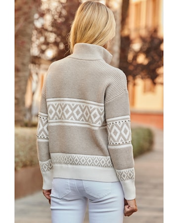 Sosandar Aztec Zip Collar Jumper