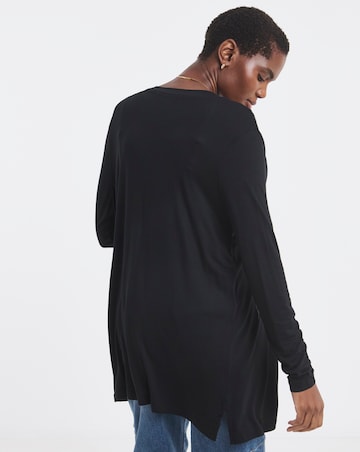 Black Edge to Edge Jersey Cardigan