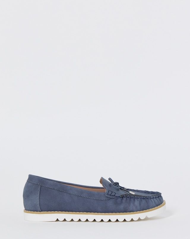 Cushion Walk Bow Detail Moccasin Flats - Wide Fit (E)