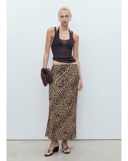 Mango Leopard Print Skirt