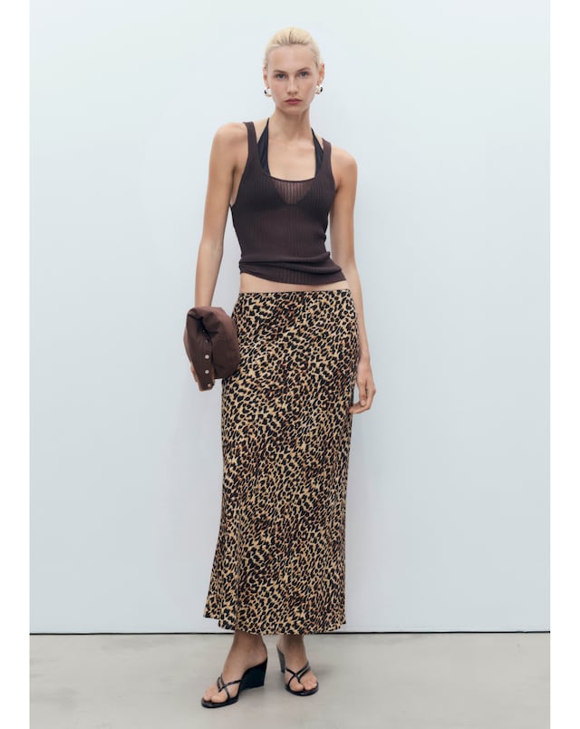 Mango Leopard Print Skirt