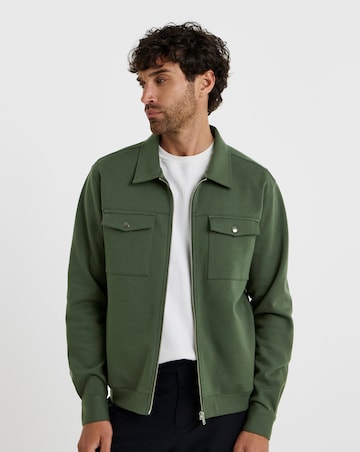 Folio Interlock Zip Shacket-Khaki