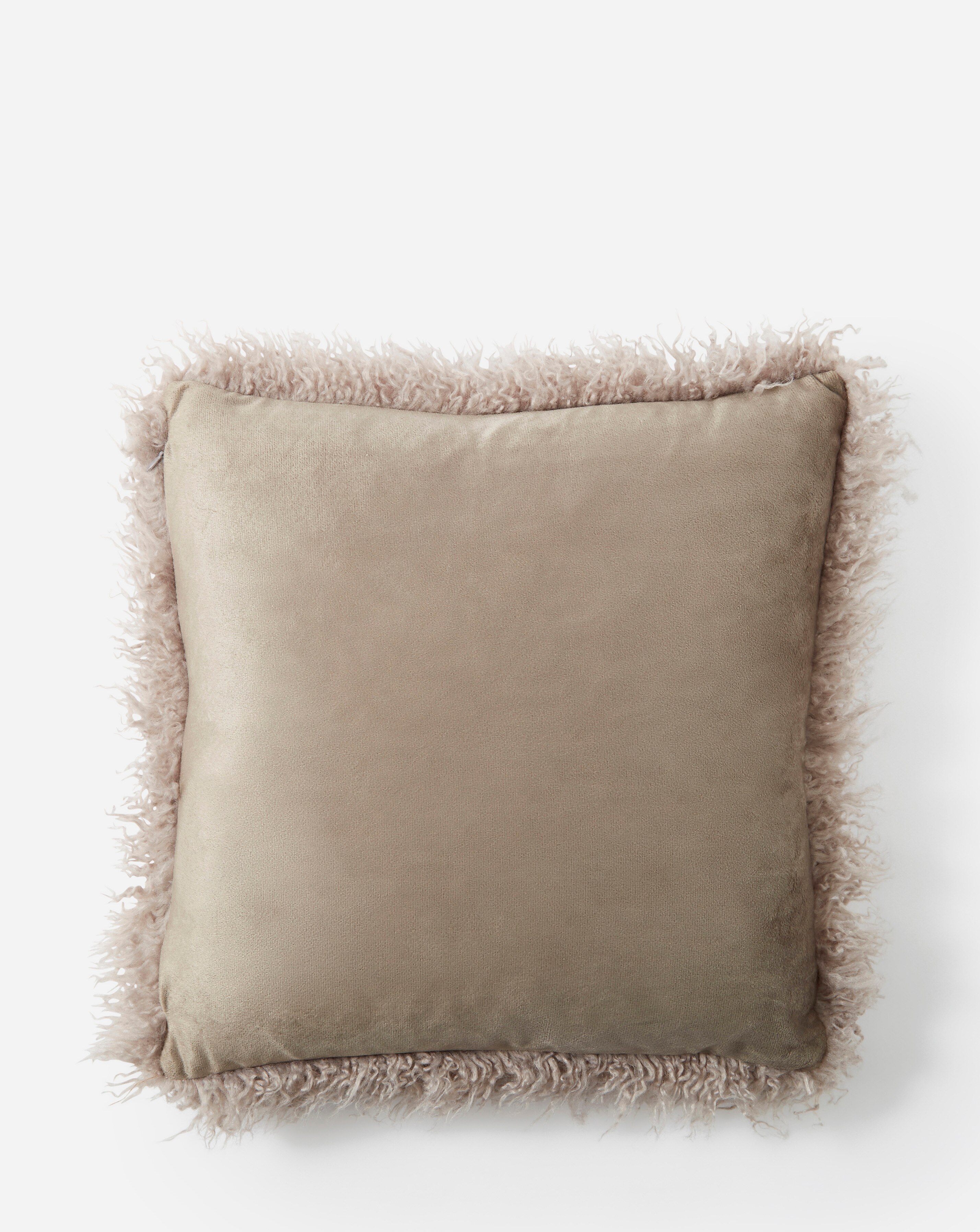 Mongolian Faux Fur Cushion - Mink | JD Williams