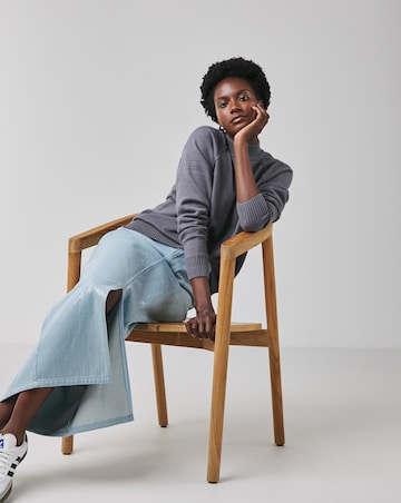 Clear Sequin Denim Midi Skirt