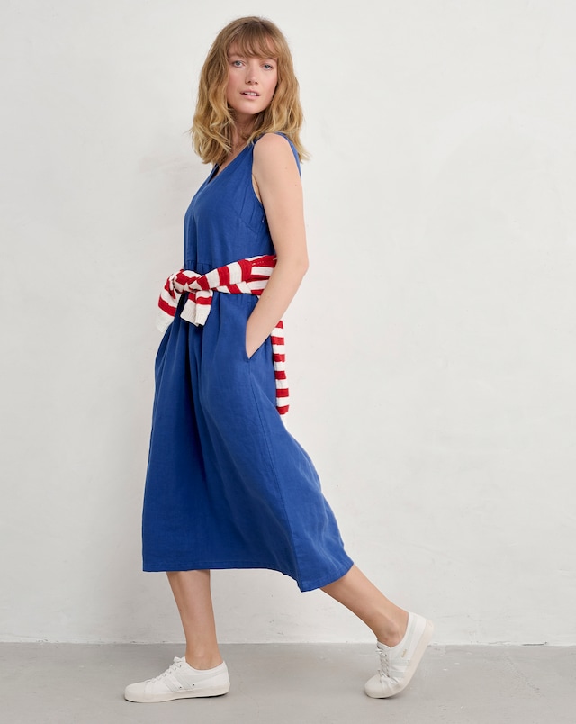 Seasalt Lowland Heather V-Neck Sleeveless Linen Dress