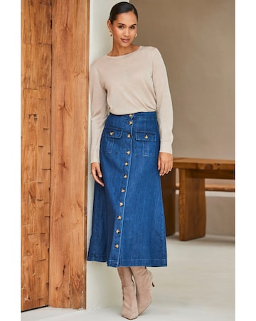 Sosandar Patch Pocket Button Through Skirt