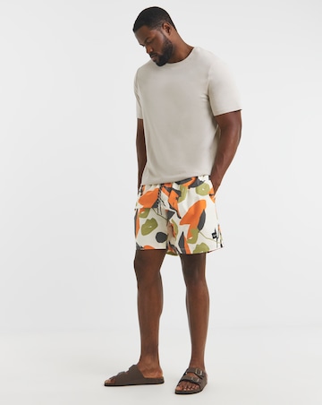 Jack & Jones Maui Print Swim Shorts - Orange/White
