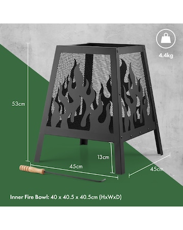 VonHaus Flame Design Square Fire Pit