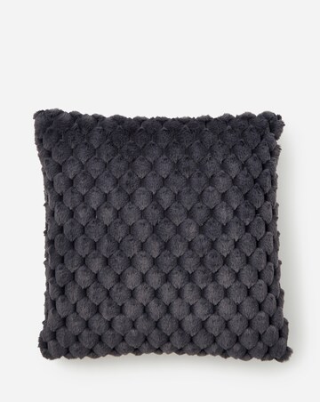 Scallop Faux Fur Cushion - Charcoal