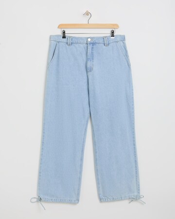 Simply Be Light Wash Tie Detail Wide Leg Denim Parachute Jeans