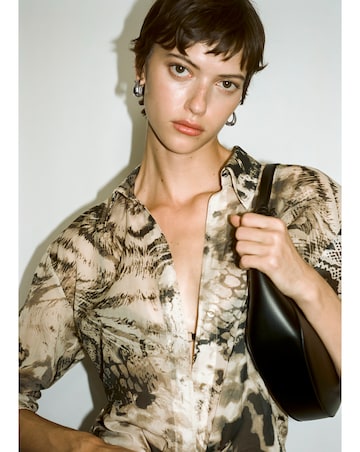 Mango Semi Sheer Animal Print Shirt