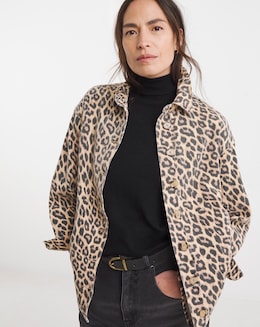 Pure Cotton Leopard Denim Jacket