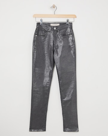 Pewter Metallic Slim Leg Jean