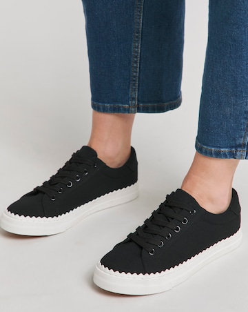 Janey Scalloped Edge Lace Up Trainer Extra Wide EEE Fit