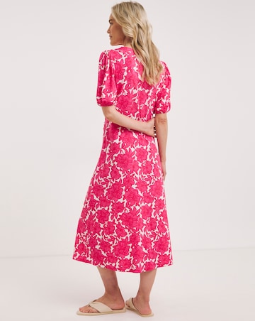 Runched Side and Sleeve Midi Dress