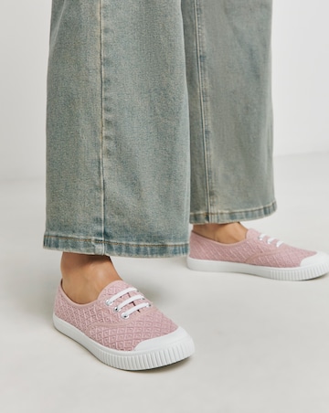 Birney Lace Up Plimsole Trainers - Wide Fit (E)