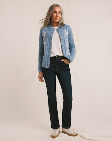 Julipa Zip Up Embroidered Knitted Jacket