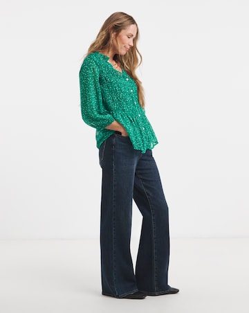 Shirred Button Through Top