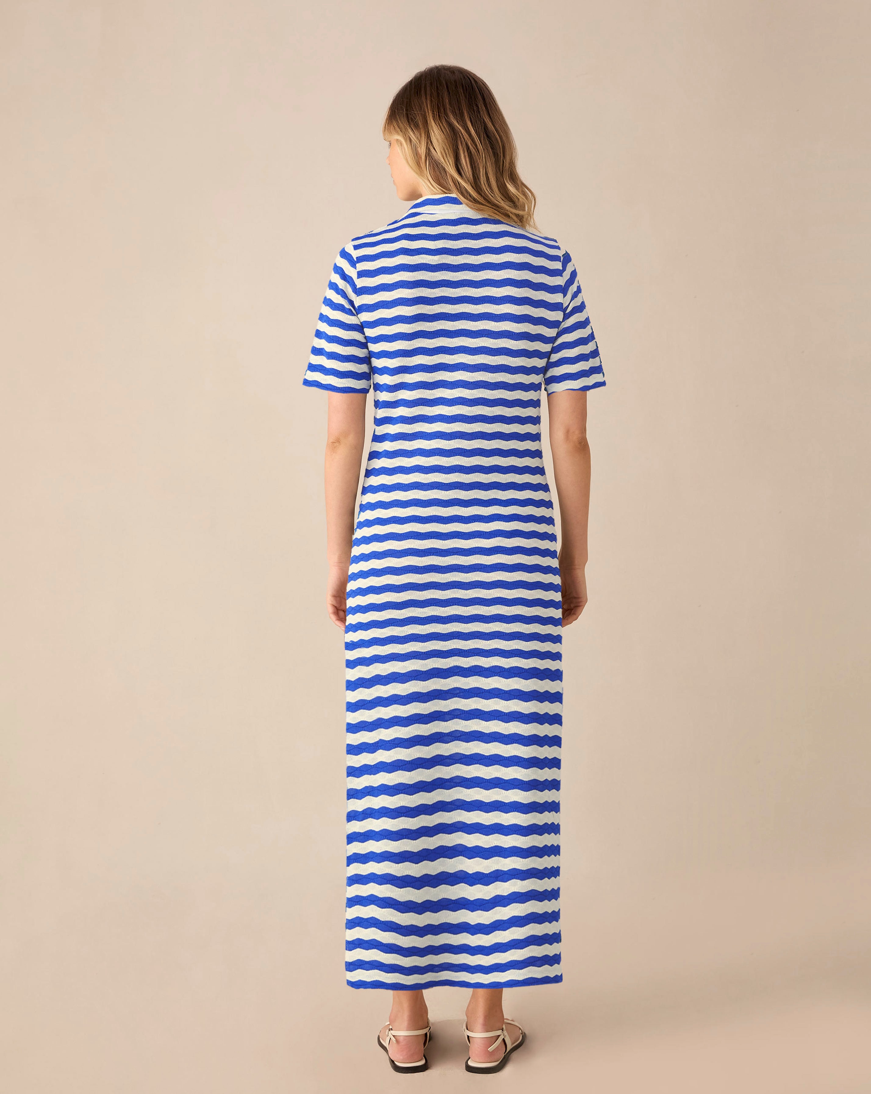 Ro&Zo Blue Stripe Knit Collared Dress | JD Williams