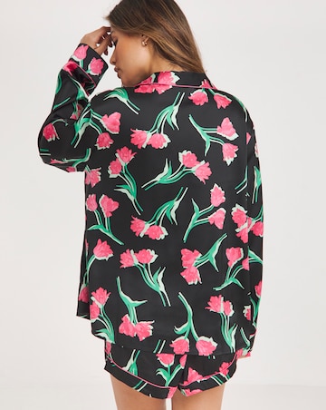 Nobodys Child Satin Revere Long Sleeve Shortie PJ Set