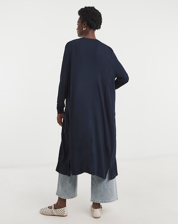 Navy Longline Jersey Pocket Cardigan