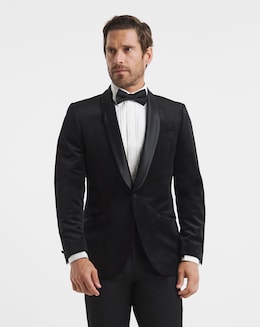 Velvet Satin Lapel Blazer Regular