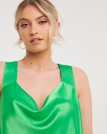 Green Satin Cowl Neck Cami