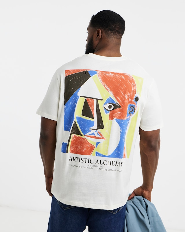 JACK & JONES Artistic Alchemy Back Graphic T-Shirt - Cream
