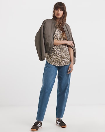 Pure Cotton Longline Short Sleeve Curved Hem