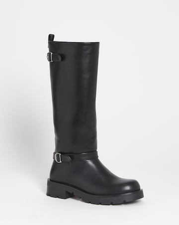 Sonny Knee High Biker Boots - Wide Fit (E) & Curvy Calf