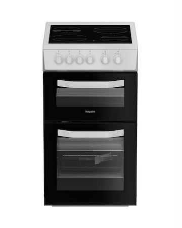 Hotpoint HTE5VCW 50cm Electric Twin Cooker with Ceramic Hob - White