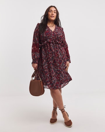 Joe Browns Short Flirty Chiffon Lace Insert Dress