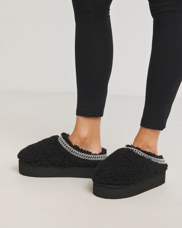 Elvira Borg Stitch Detail Flatform Slippers Wide E Fit